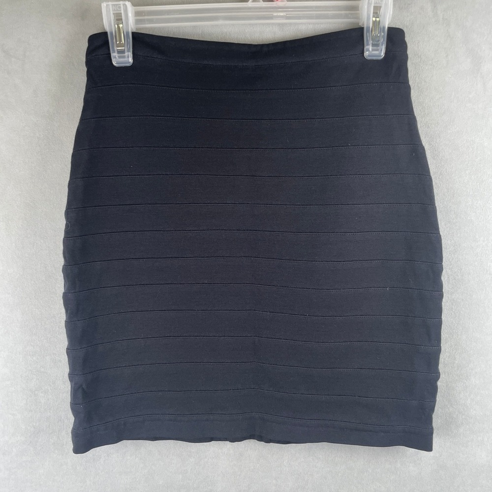 Express Black Bandage Bodycon Stretch Mini Skirt Tiered Stretch Cocktail Size 2